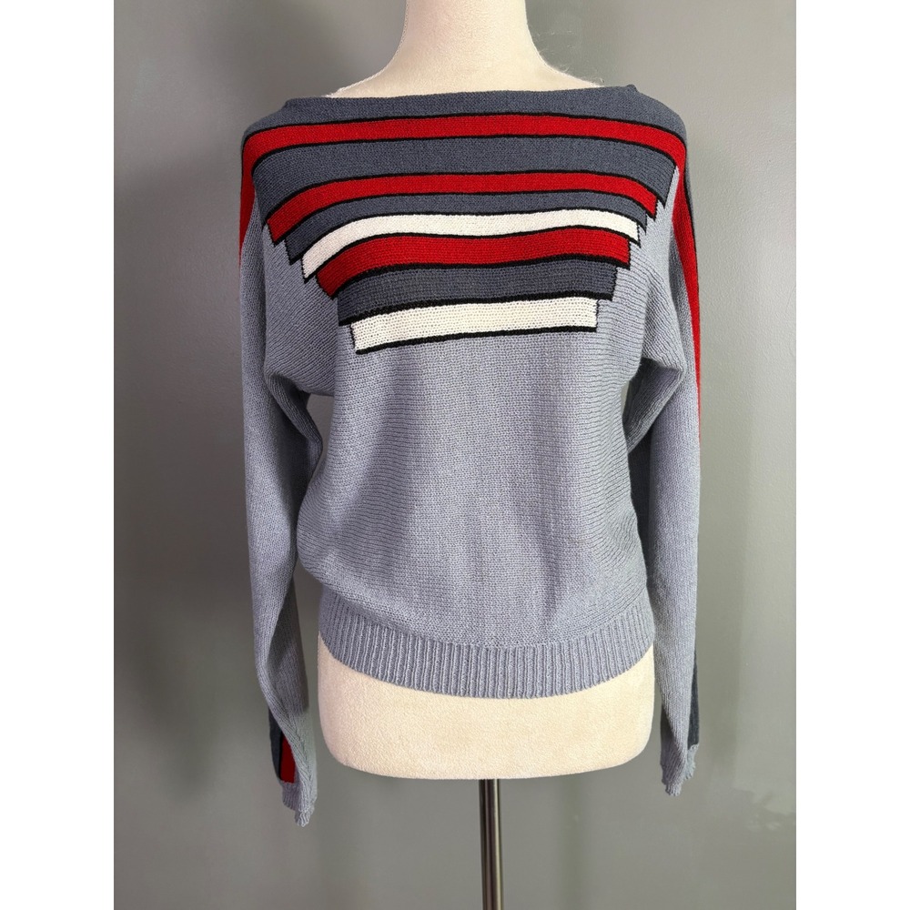 Vintage Umi Collections Anne Crimmins‎ Sweater Women M Stripe 80s Geometric Bold